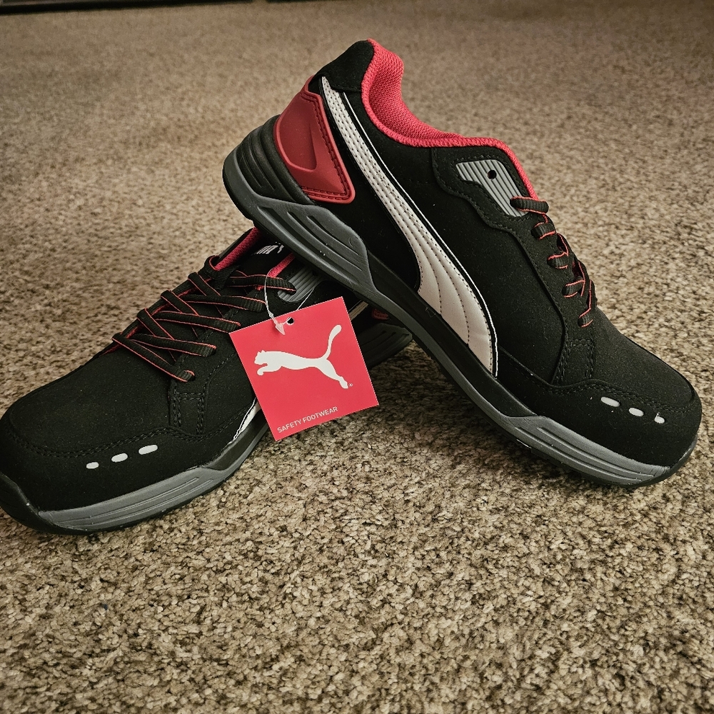 Safety Footwear-Puma Black and Red Sneakers